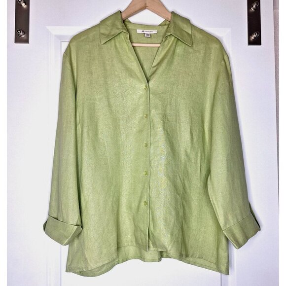💙 JM Collection Blouse 100% Linen - Picture 1 of 7